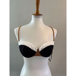 NWT Vix Paula Hermanny Firenze block print black/tan/white bikini XS/M